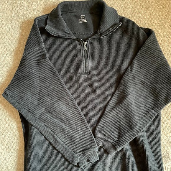 aerie Tops - Aerie Oversized Black Cord Quarter Zip-xs